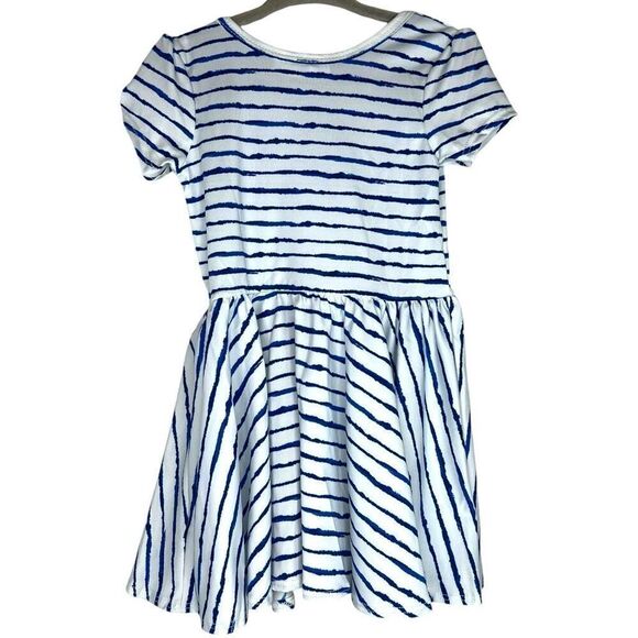 NEW Dot Dot Smile Blue Watercolor Lines White Cap Sleeve Dress 12-24M - Picture 6 of 6
